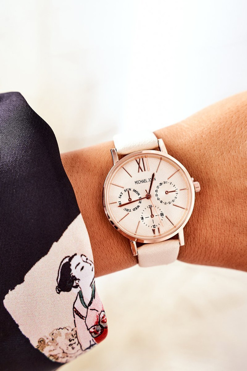 Watch On A Leather Strap Michael John Beige