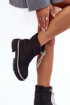 Flat Heel Decorated Snow Boots Black Plotia 