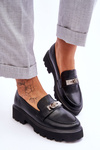 Leather Moccasins With Platform Decoration Black Glory