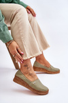 Women's Wedge Leather Espadrilles Green Hadlee