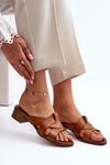 Zazoo 40236 Leather Women's Mules with Low Heel Brown