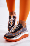 Sportowe Buty Sneakersy Big Star Szaro-Pomarańczowe JJ274996