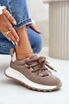 Damskie Zamszowe Sneakersy Grube Sznurowanie Beżowe Artiker 54C1409