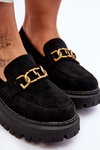 Women's Suede Moccasins on Platform Black Larey