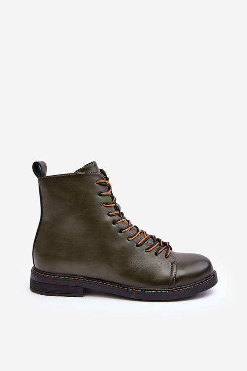 Leather Boots Shoes Women's Green Ethel