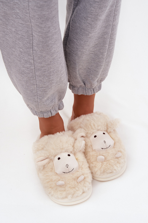 Fur Ladies Slippers Sheep Beige Sylline