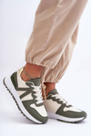 Leather Women's Sports Shoes Green-Beige Kabama