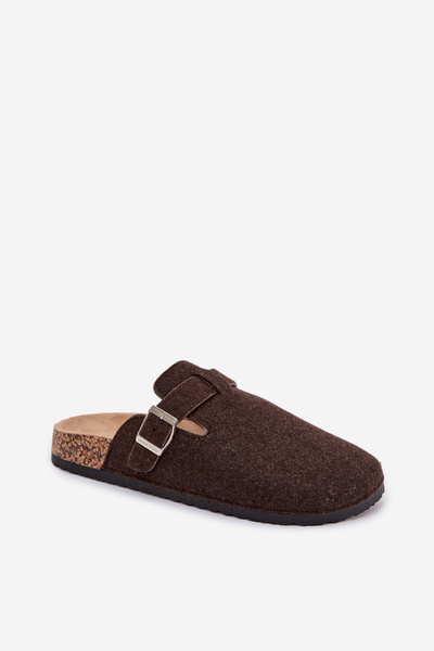 Men's slippers with buckle chocolate Luvan