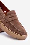 Men's Suede Loafer Shoes Zazoo 1574 Dark Beige