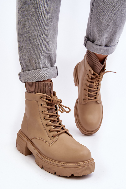 Women's ankle boots with sock in beige by Rivella