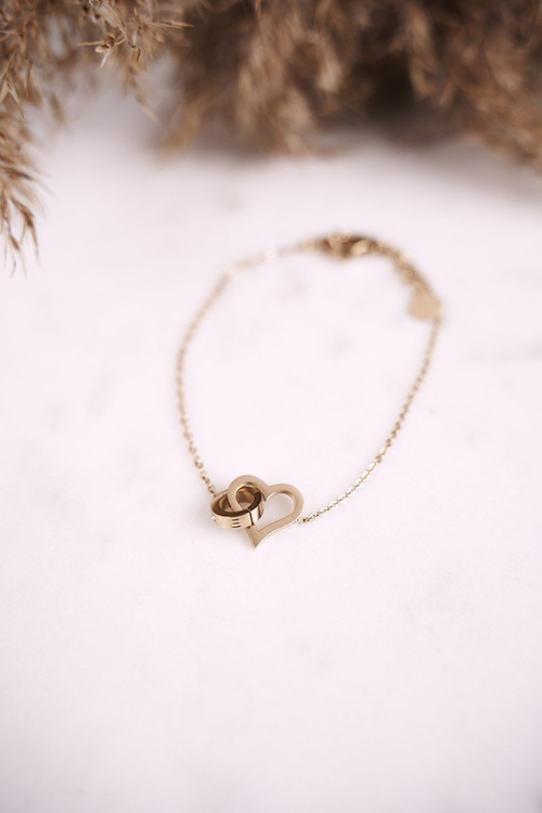 Women's Bracelet Circle and Heart Gold Promise