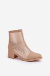 Ladies Mesh Ankle Boots With Heel Beige Lithyia