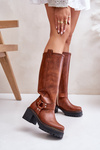 Leather Knee High Women's Boots Lewski 3432 Camel