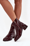Women's ankle boots made of genuine leather with block heel heated D&A CR52-715 Bordeaux