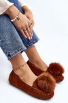 Women's Moccasins with Fur Lining Camel Novas