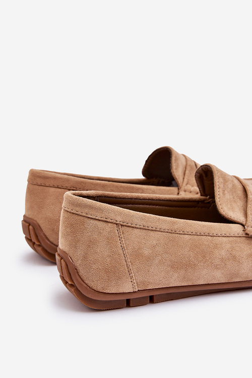 Mokasyny Męskie Zamsz Beżowe Wesley DM-01