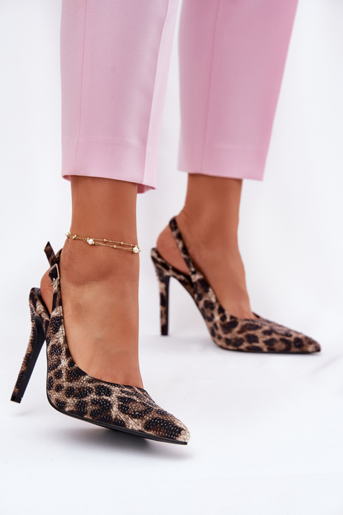 Embellished High Heels Leopard Beige-Black Kemonia