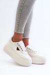Women's Sneakers Made of Eco Leather on Chunky Platform White Chrisstin