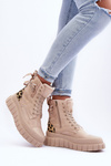 Women's Suede Boots on a Platform Light Beige Raftera