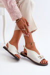 Women's Flat Heeled Sandals with White Ornament Loraeleh