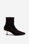 Women's Stiletto Boots Eco Suede With Pointed Toes Black Irithare