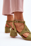 Low Heel Green Sandals Eleriva