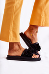 Classic Women's Leather Slippers With A Bow Black Dessy