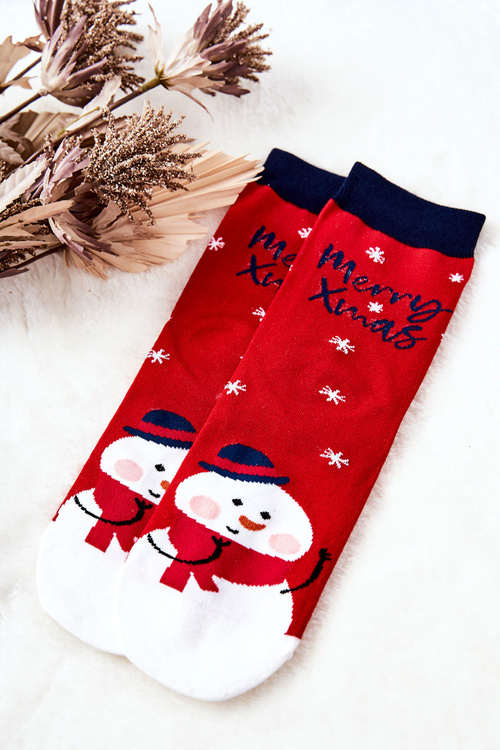 Christmas Socks Snowman Red