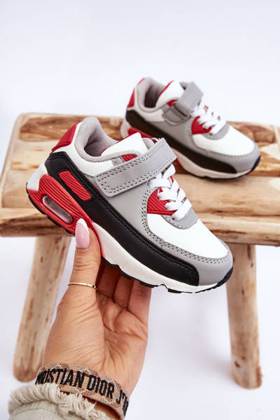 Buty Sportowe Dziecięce Skóra Platforma Biało-Czerwone Lori