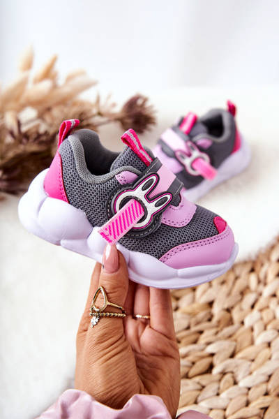 Children's Velcro Sports Shoes Befado 516P091 Grey and Pink