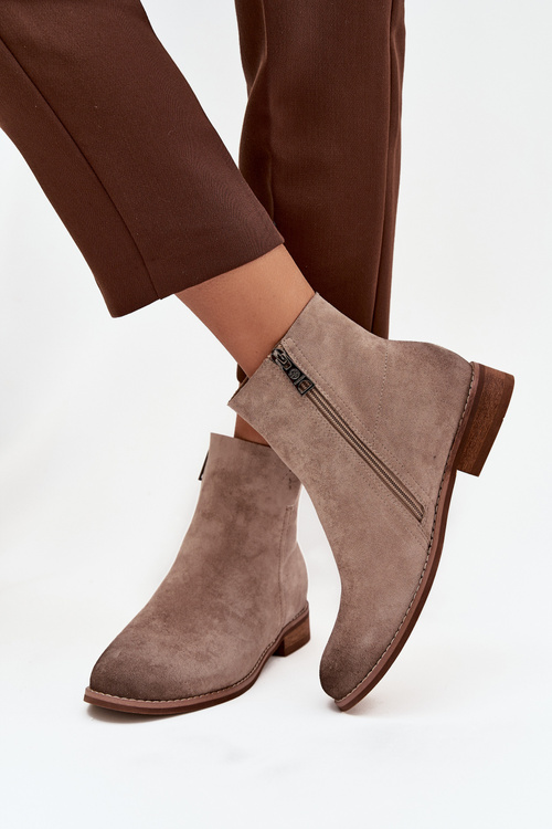 Damskie Botki Płaski Obcas Beżowe Vinceza 39961