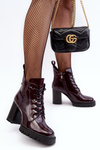 Women's Polished Heel Boots Lined Burgundy D&A MR870-54