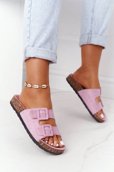 Suede Slippers On The Cork Sole Light Purple Jennifer