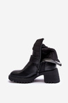Leather Buckle Lined Boots Black Osonia