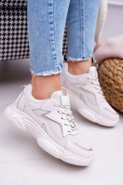 Sporty Women's Shoes Beige Brocade Winchester