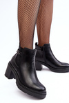 Leather Women's Boots On Massive Heel Black Belinda