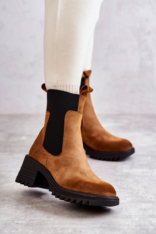 Women's Warm Boots On Heel Camel Abella