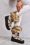 Women's Lace-up Snow Boots Beige and Black Santero
