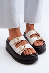 Women's Slides on Chunky Platform White Mililena