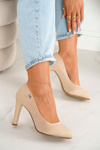 Classic Women's Pumps On A Block Heel Suede Beige Eliana