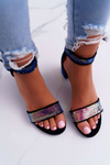 Lu Boo Iridescent Sequins Black Tindal Women's Stiletto Sandals