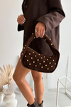 Bag Made of Natural Suede With Decoration Chocolate Julisse