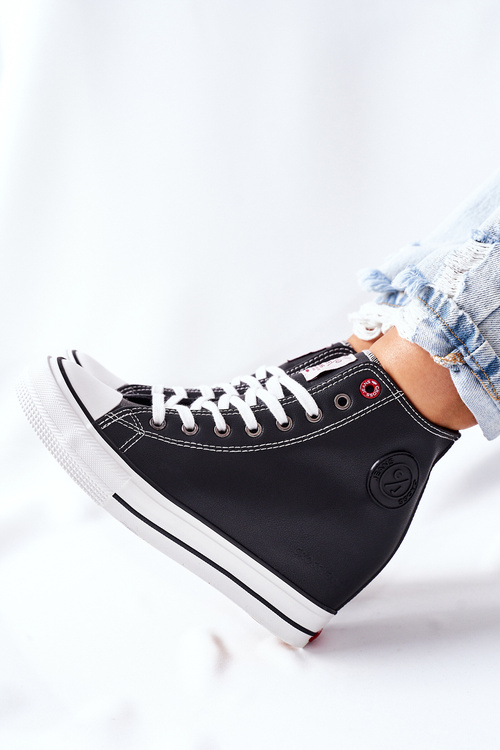 Leather Wedge Sneakers Cross Jeans II2R4025 Black