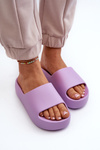 Klapki Gładkie Damskie Klasyczne Na Masywnej Podeszwie Fioletowe Oreithano 