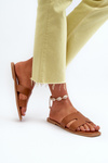 Women's Flat Sandals with Cutouts Brown Fiviama