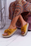 Women's Flip Flops With Cocards Thick Soles Yellow Milady