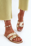 Women's Flat Sandals with Cutouts Gold Fiviama