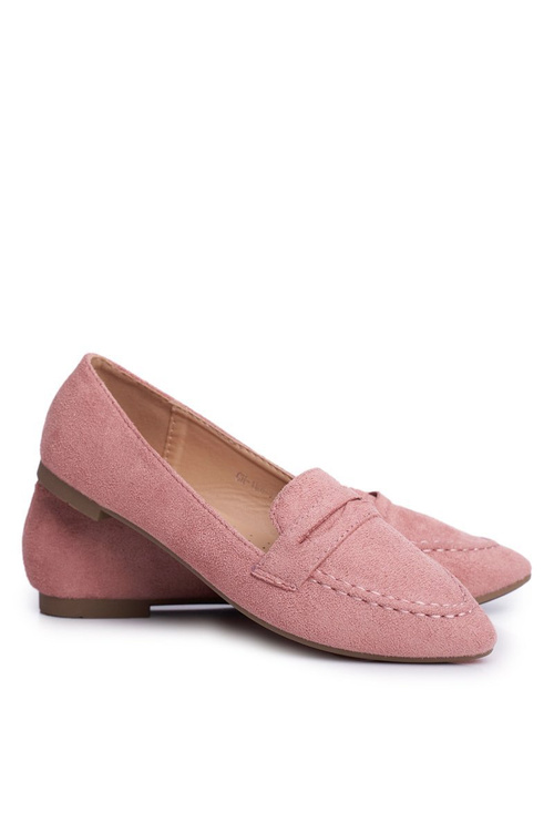 Women's Suede Moccasins CH-1M6 Pink Laveria