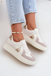 Damskie Sneakersy Na Platformie Z Eko Skóry Beżowe Goriette