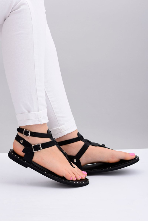 Lu Boo | Women's Sandals Black Gladiator Flip Flops Achilla